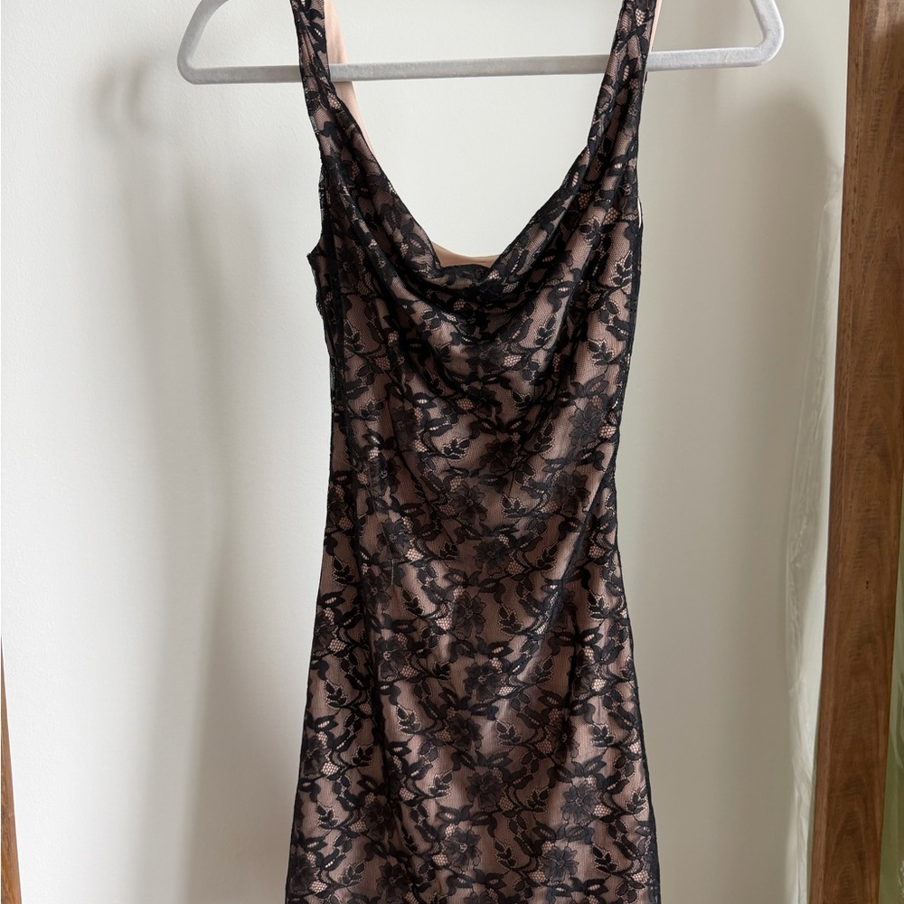 Princess Polly Black Lace Slip Dress with Nude Lining